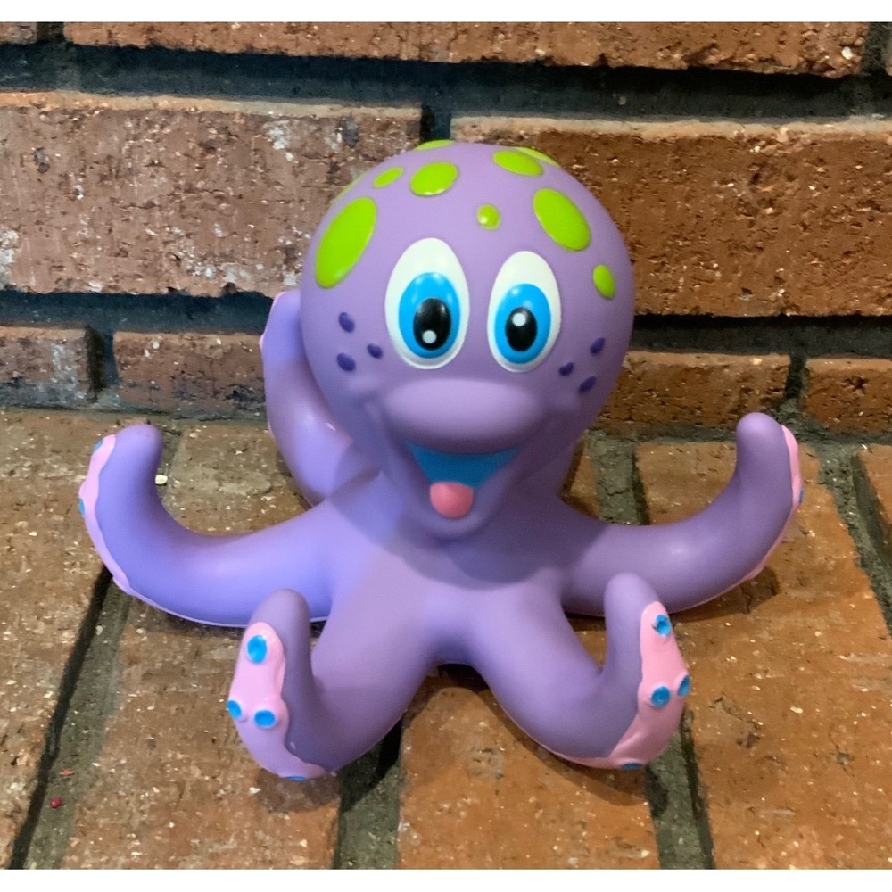 Nuby Floating Purple Octopus Rubber Bath Toy 2010 3 Rings